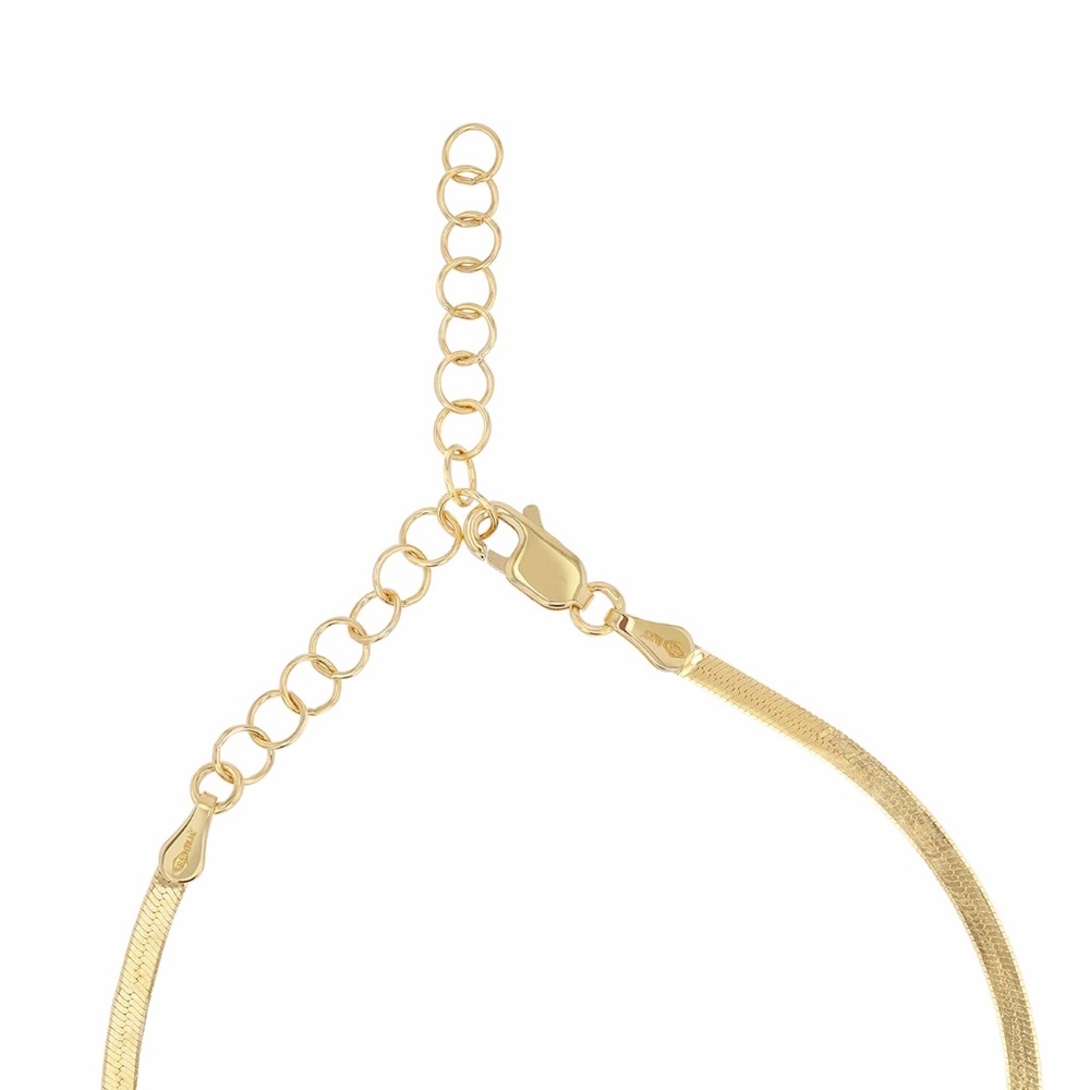 Babygold 14K Gold Thin Herringbone Necklace 3mm - Picture 4 of 9